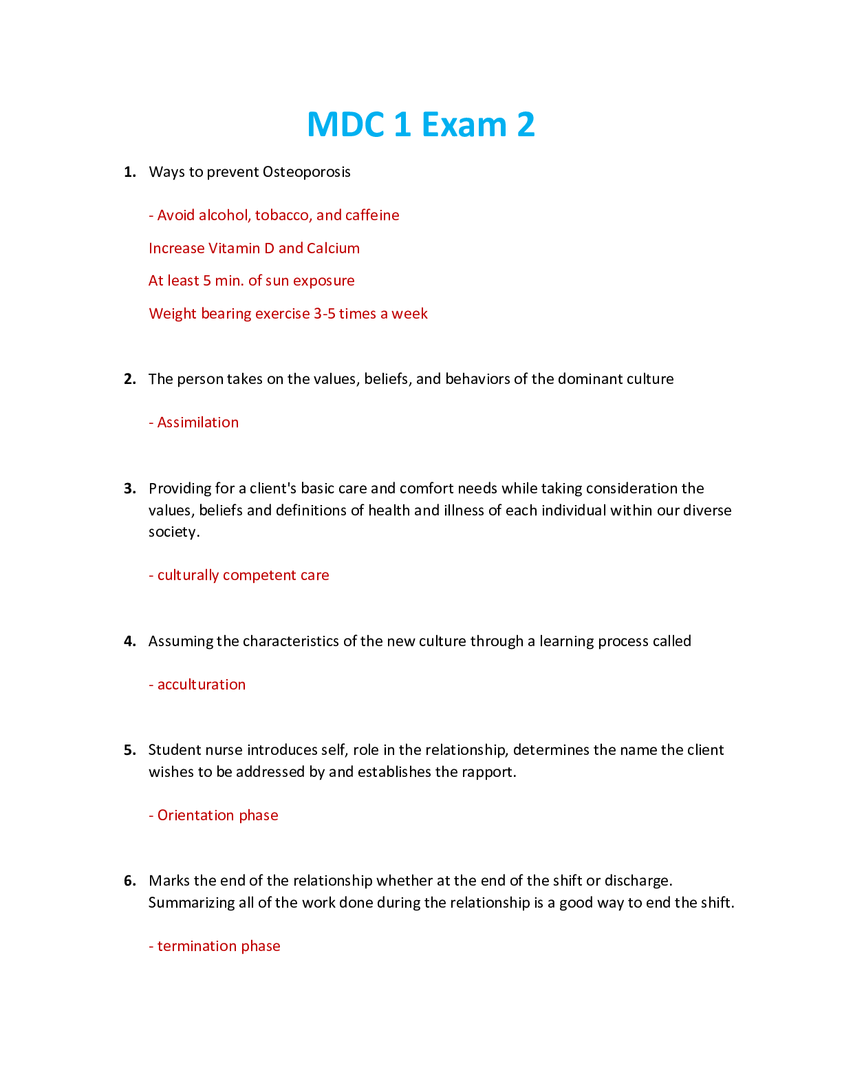 Preview image for NUR 2356 / NUR2356 Exam 2 Review: Multidimensional Care I / MDC 1 Exam 2 Review (2021/2022) Rasmussen